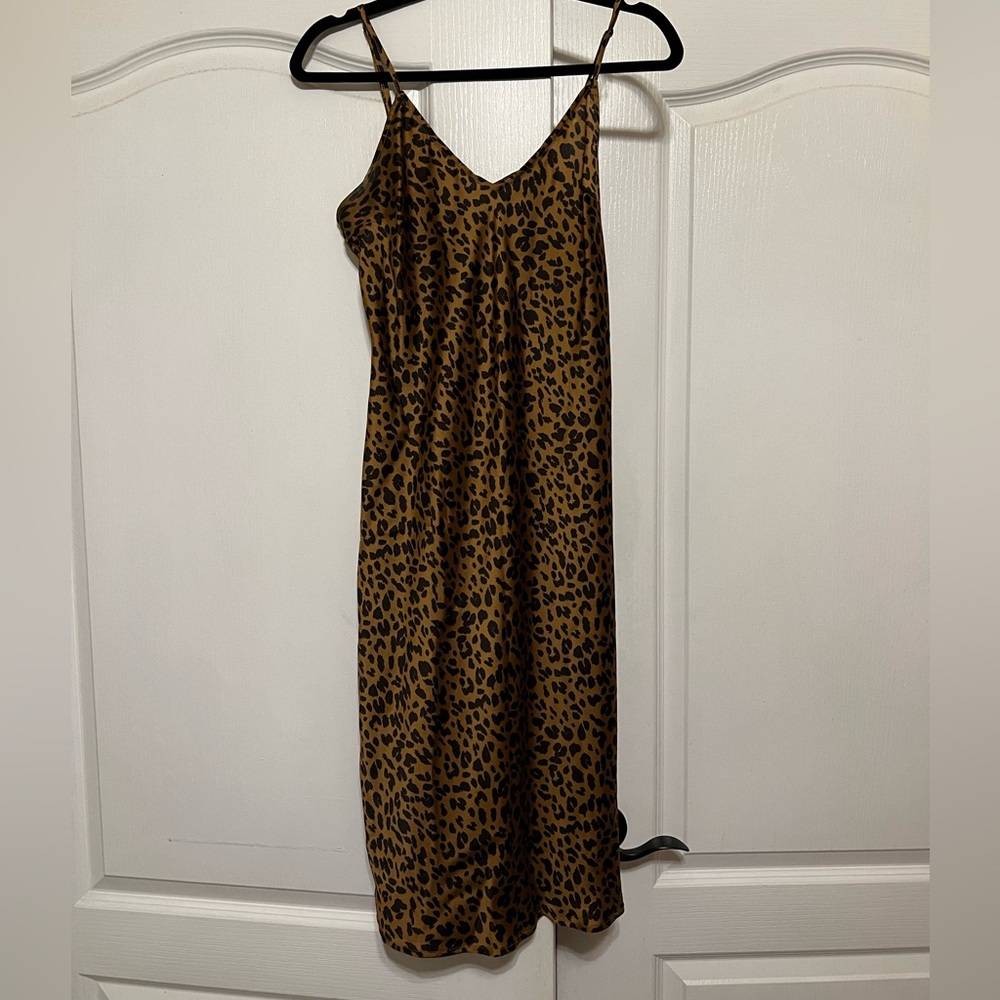 Leopard Print Satin Slip Dress